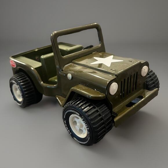 Vintage Pressed Steel Tonka Army Jeep No Canopy Roof 1960’s 6.5” Long One Star - Picture 1 of 10
